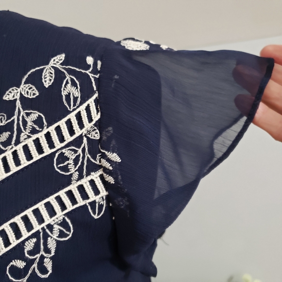 NWT Madison Leigh Floral Sheer Cutout Blue Dress - Picture 7 of 14